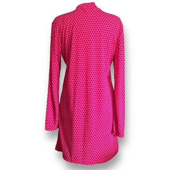 Vintage 90s Isaac Mizrahi Womens Dress Sz Large Pink Polka Dot Mock Neck Tunic - Picture 5 of 6